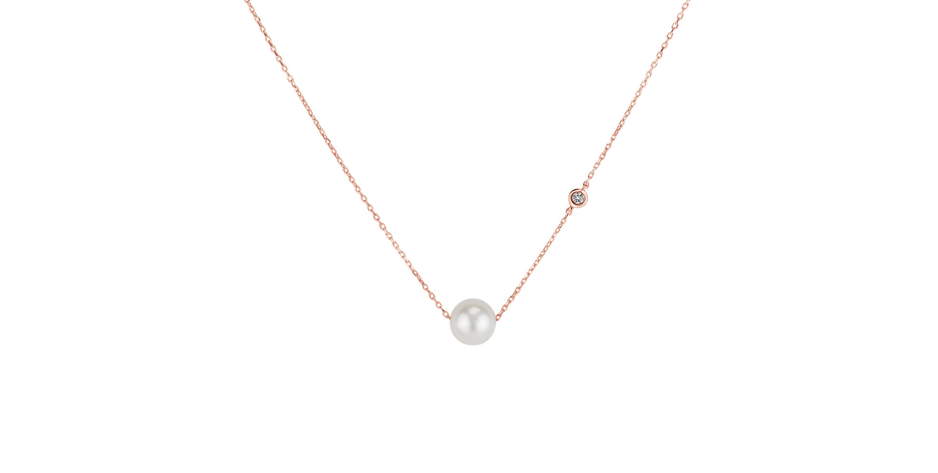 Diamond necklace with Fresh Water Pearl Lakeside Love