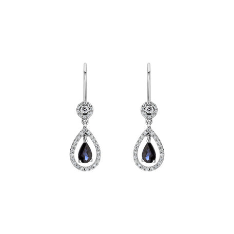 Diamond earrings with Sapphire Midnight Song