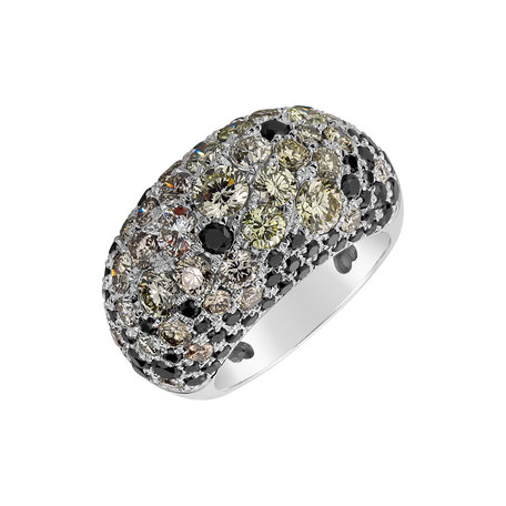 Ring with black and white diamonds Belle