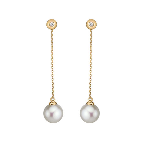 Diamond earrings with Pearl Pearl Fall