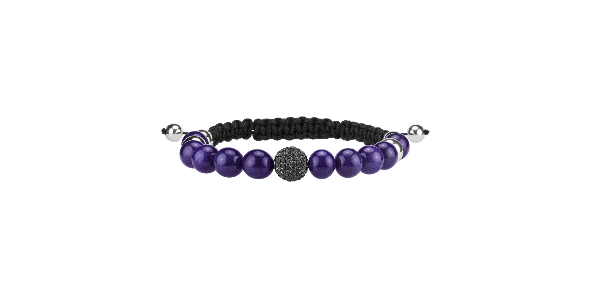 Bracelet with Sugilite and black diamonds Shamballa