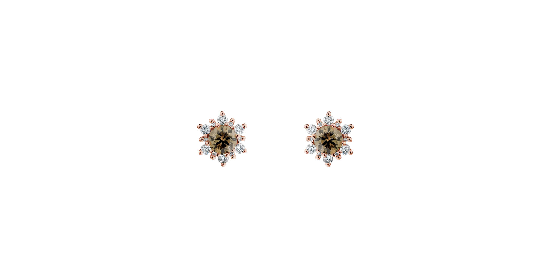 Earrings with brown and white diamonds Snow Star