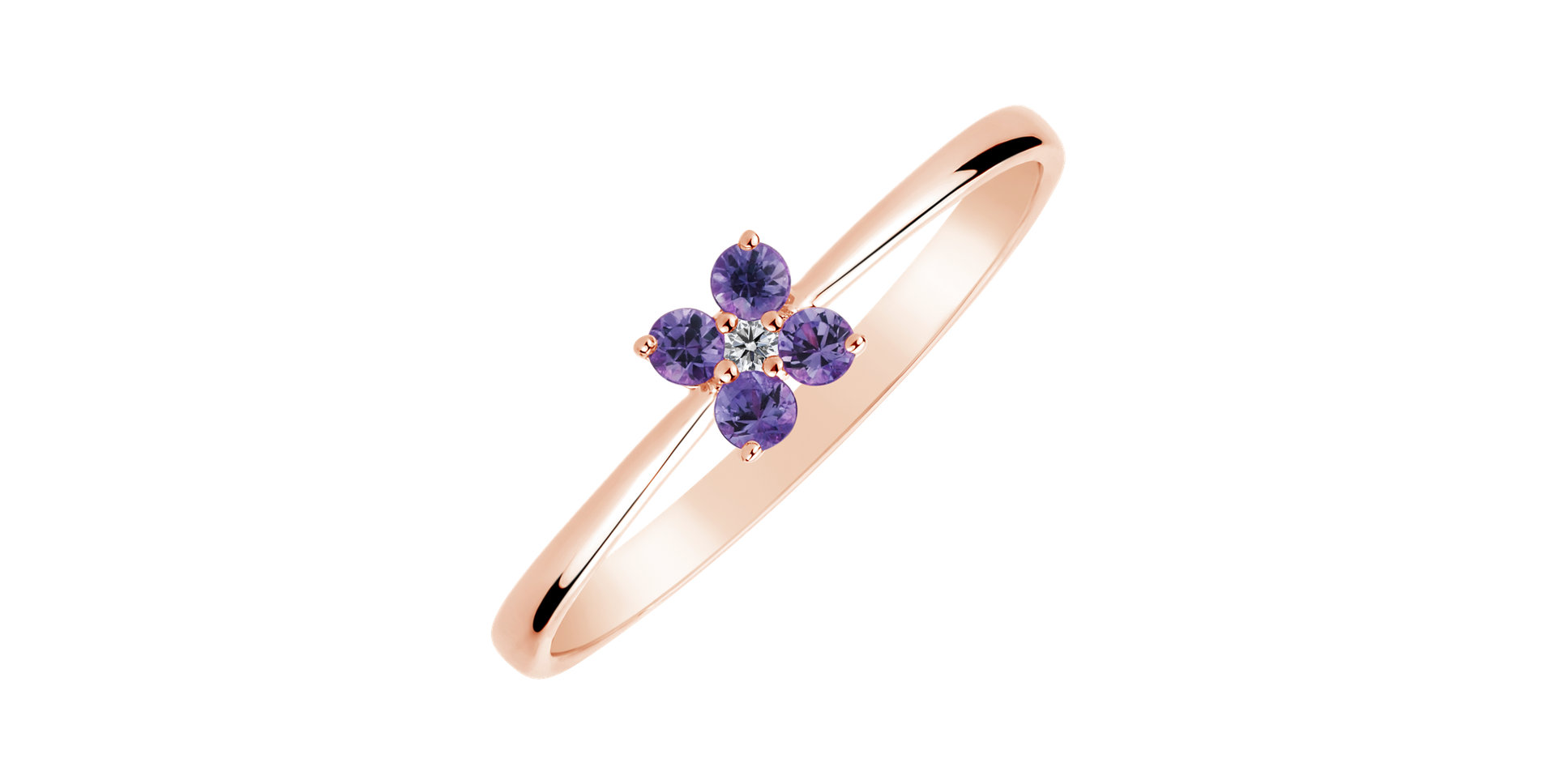 Diamond ring with Amethyst Brazil Divine Bloom