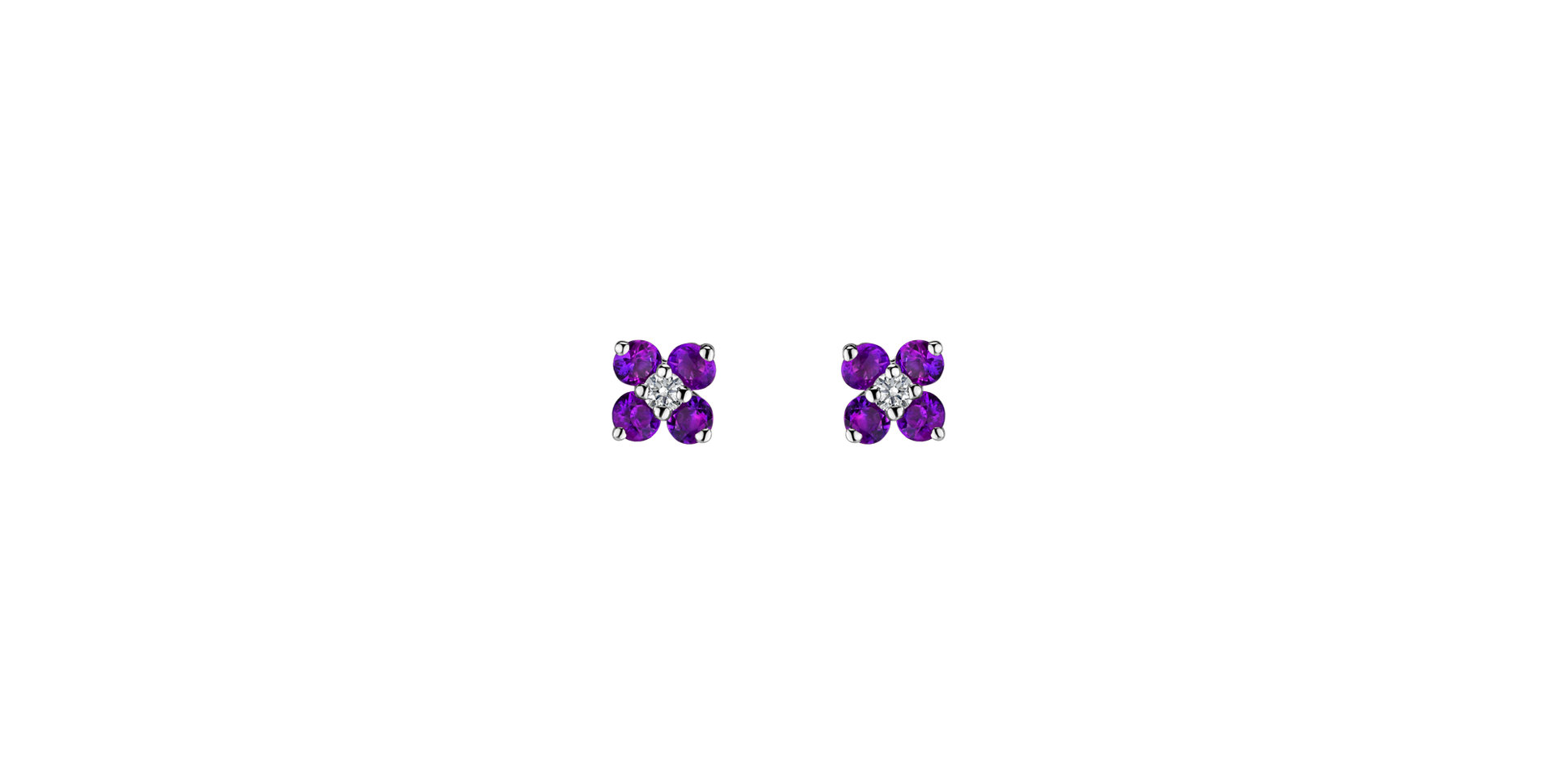 Diamond earrings with Amethyst Brazil Divine Bloom