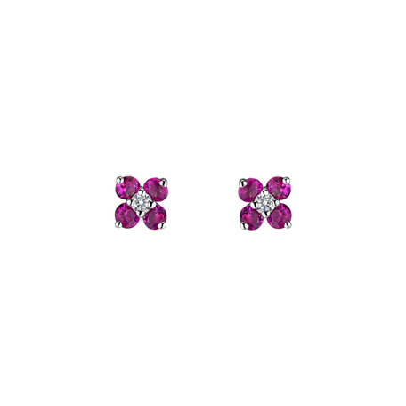 Diamond earrings with Ruby Divine Bloom