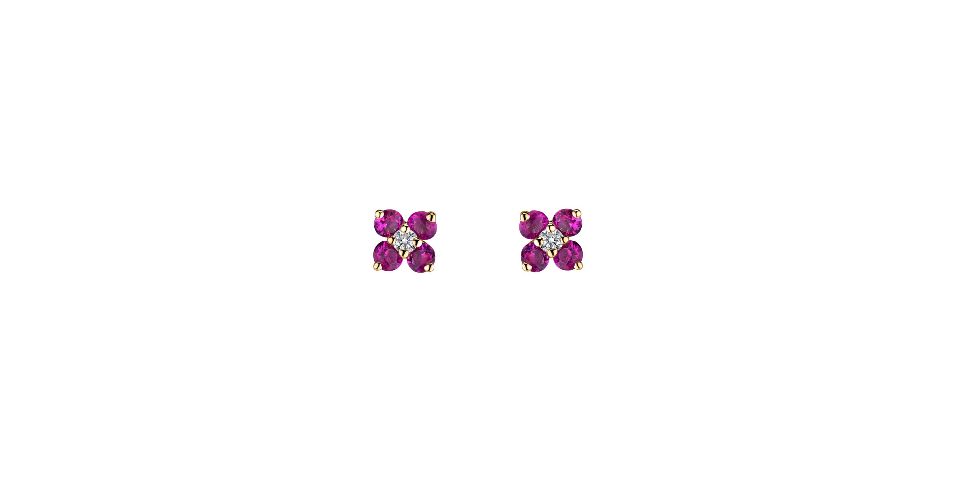 Diamond earrings with Ruby Divine Bloom