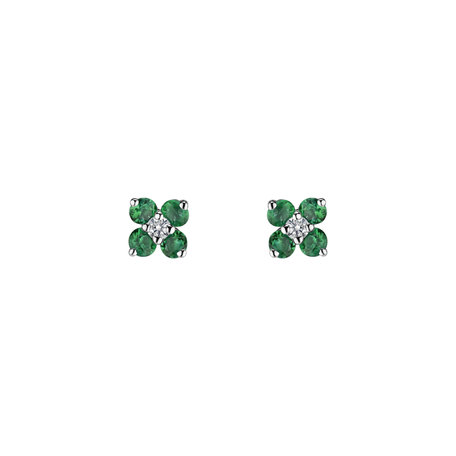 Diamond earrings with Emerald Divine Bloom