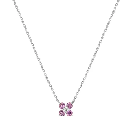 Diamond necklace with Sapphires Pink Divine Bloom