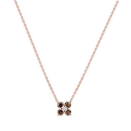Necklace with brown and white diamonds Divine Bloom