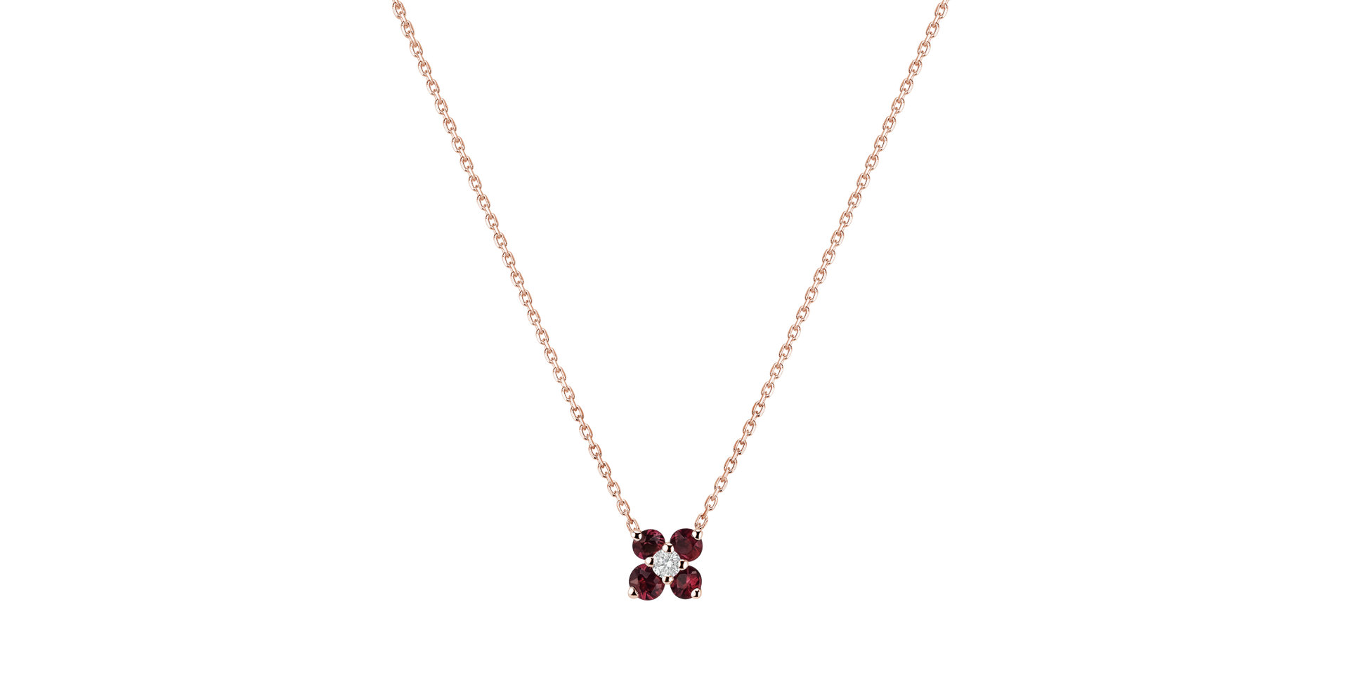 Diamond necklace with Rhodolites Divine Bloom