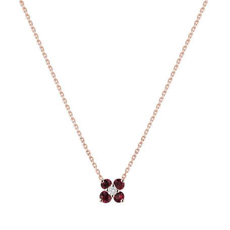 Diamond necklace with Rhodolites Divine Bloom