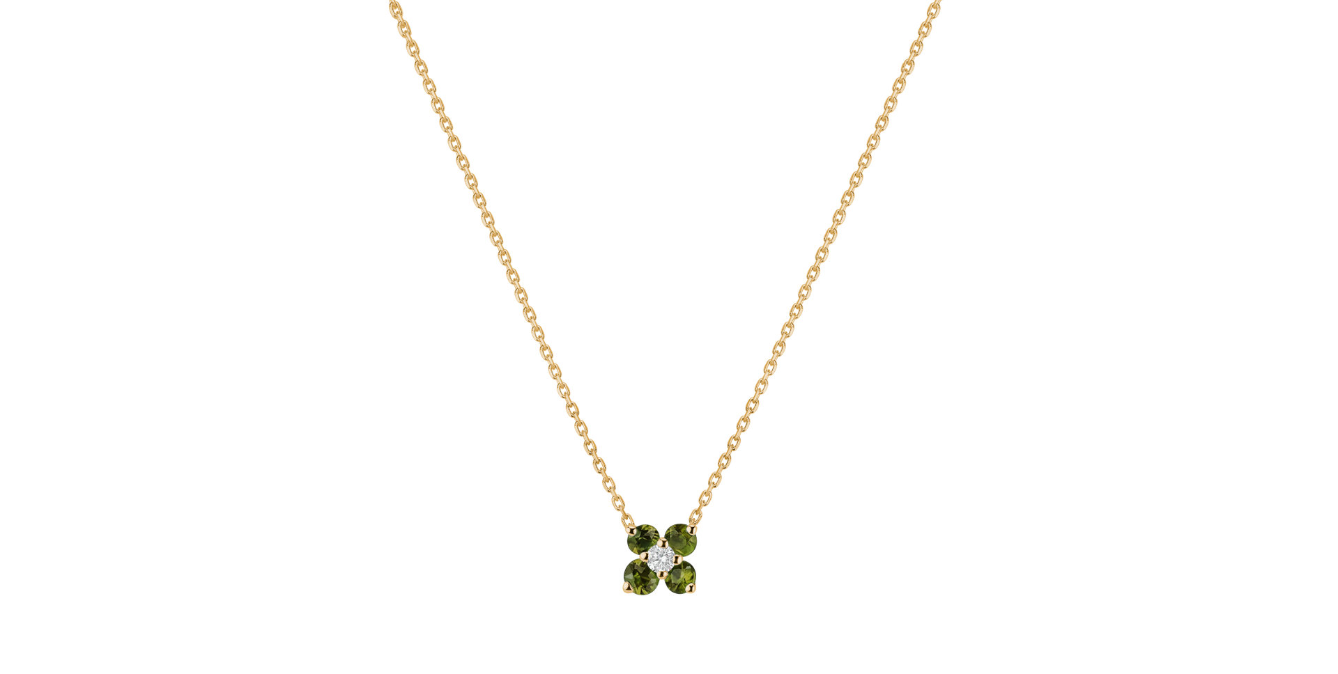 Diamond necklace with Peridot Divine Bloom