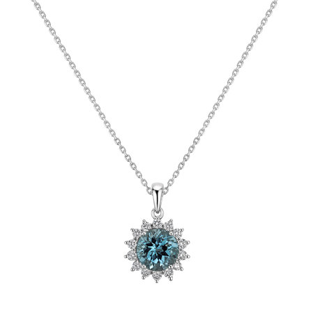 Diamond pendant with Topaz Sky Lilac Flower