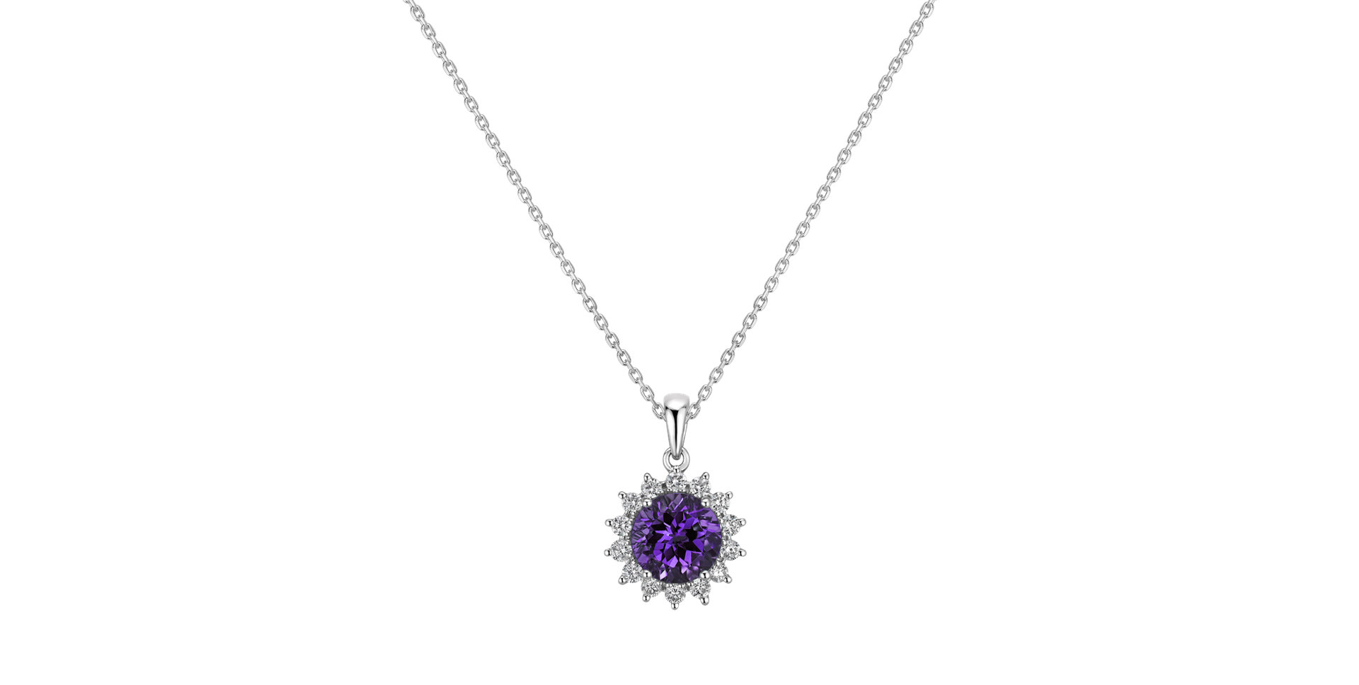 Diamond pendant with Amethyst Brazil Lilac Flower