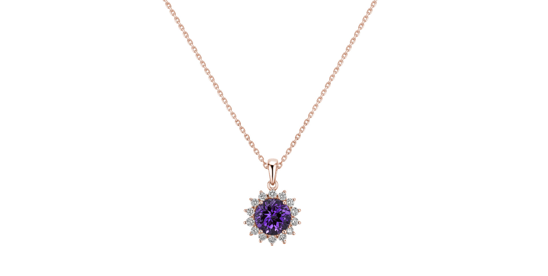 Diamond pendant with Amethyst Brazil Lilac Flower
