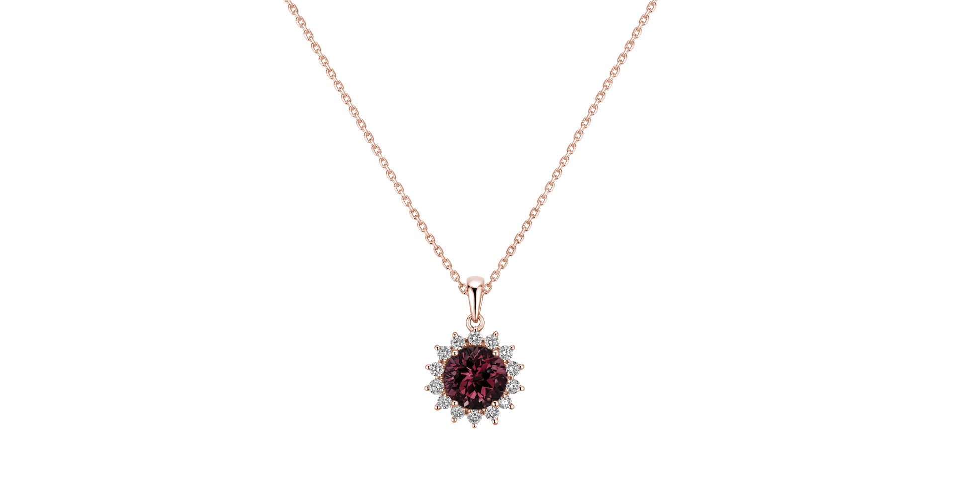 Diamond pendant with Rhodolite Lilac Flower