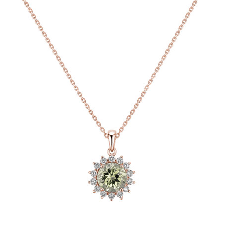 Diamond pendant with Amethyst Green Lilac Flower
