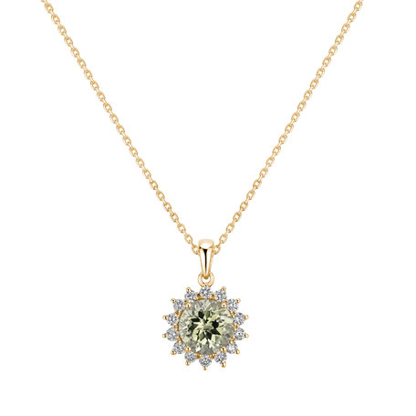 Diamond pendant with Amethyst Green Lilac Flower