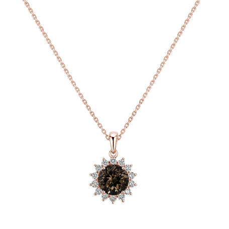 Diamond pendant with Smoky Quartz Lilac Flower