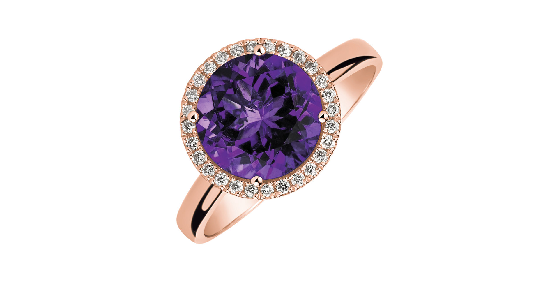 Diamond ring with Amethyst Brazil Bonbon