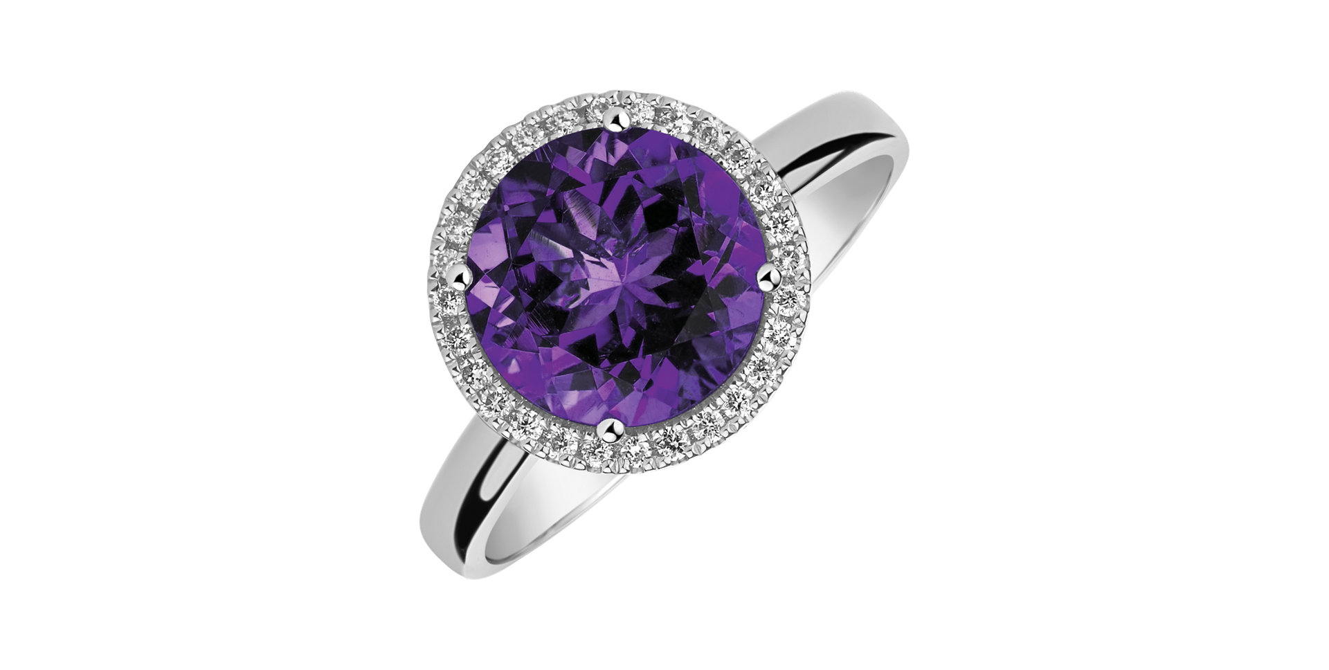 Diamond ring with Amethyst Brazil Bonbon