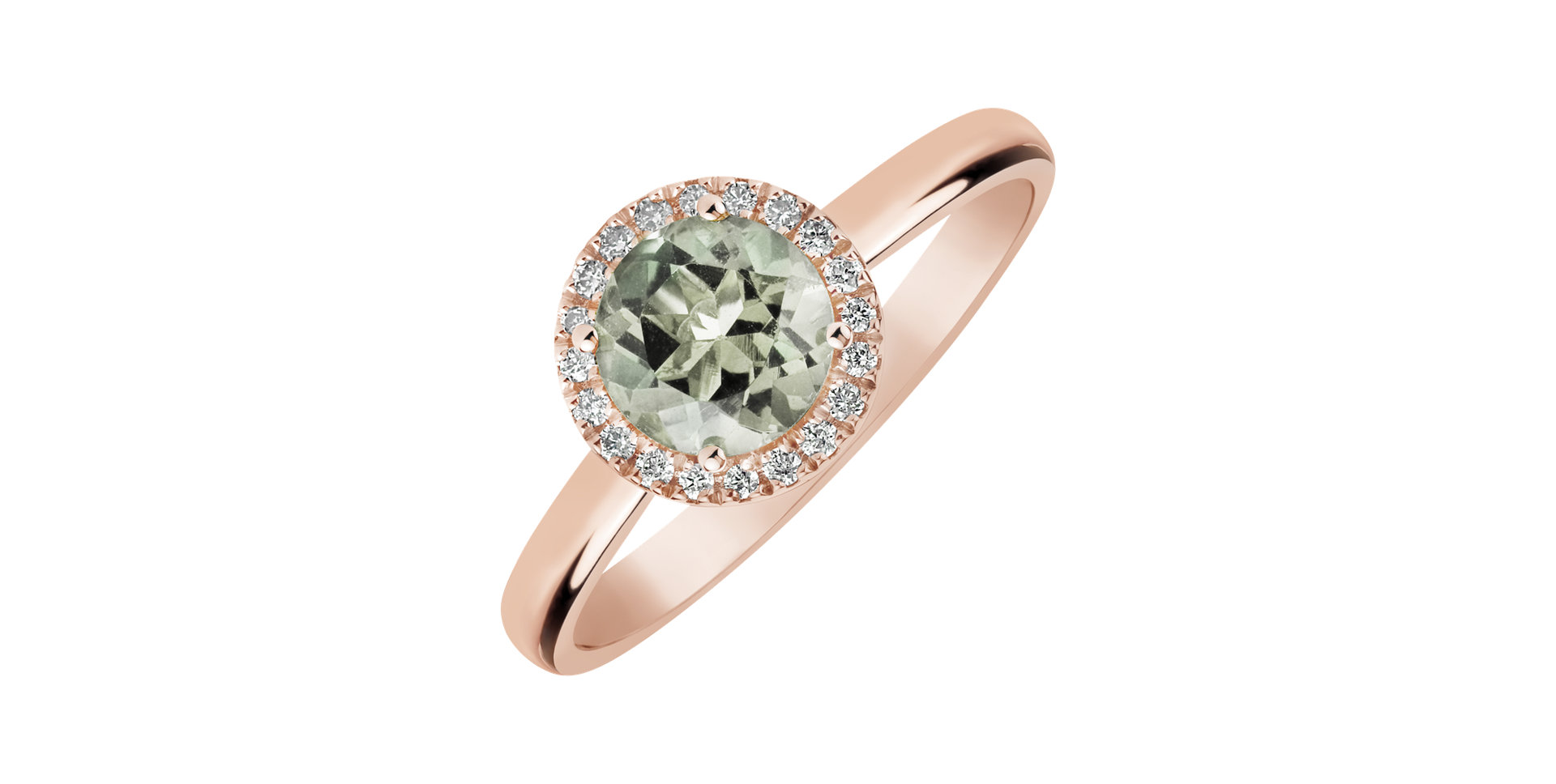 Diamond ring with Amethyst Green Bonbon