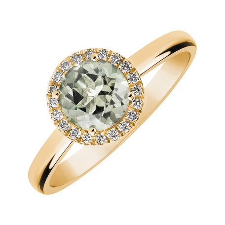 Diamond ring with Amethyst Green Bonbon