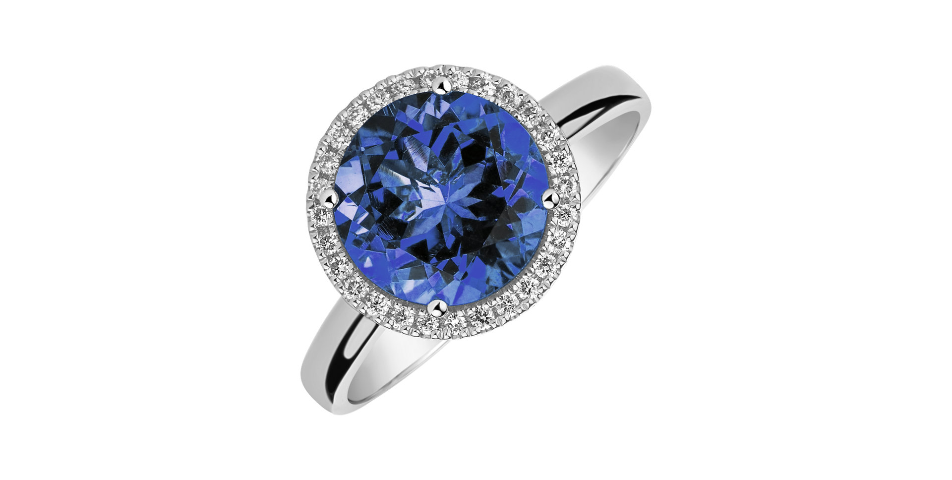 Diamond ring with Tanzanite Bonbon