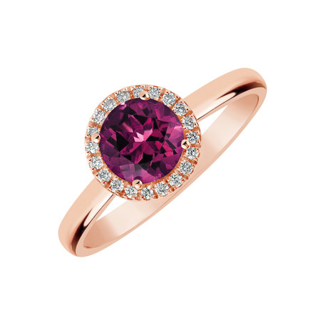 Diamond ring with Rhodolite Violette