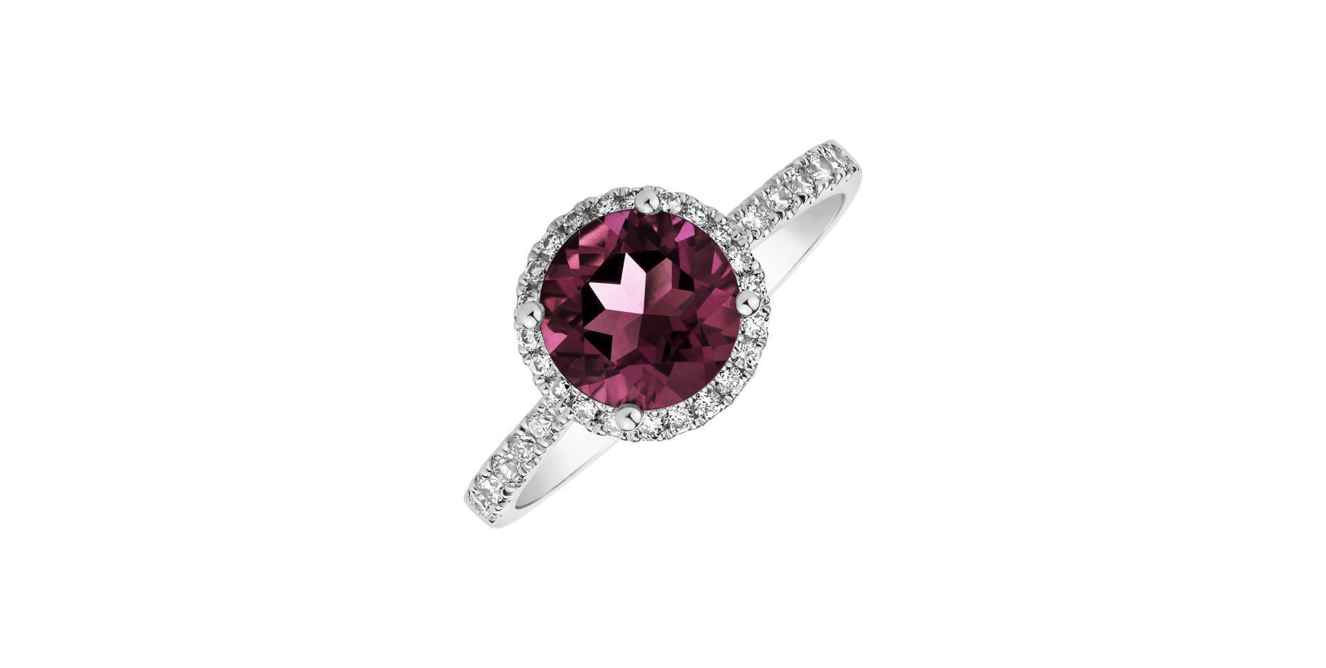 Diamond ring with Rhodolite Noble Lagoon