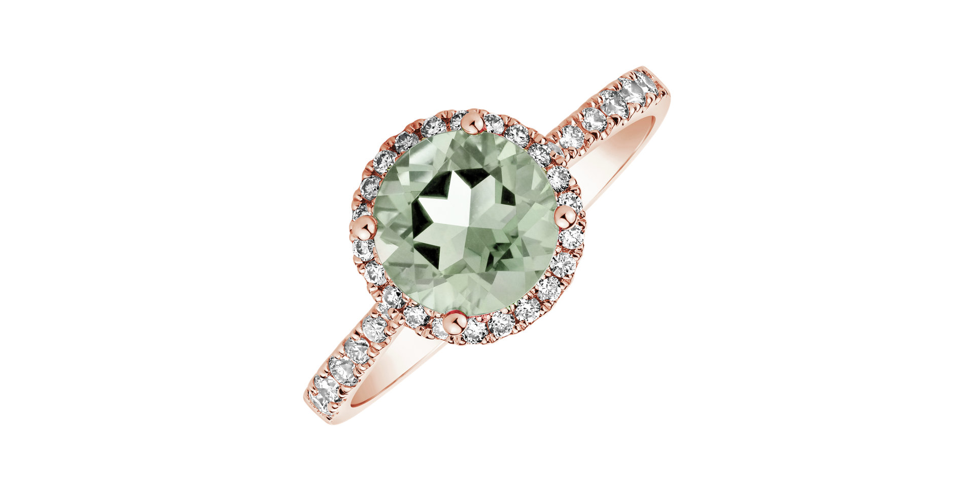 Diamond ring with Amethyst Green Sparkly Bonbon