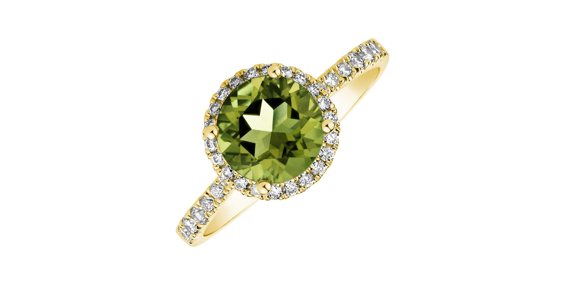 Diamond ring with Peridot Sparkly Bonbon