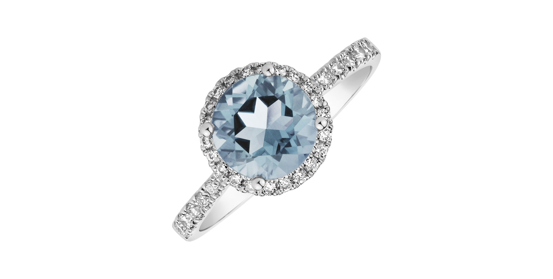 Diamond ring with Topaz Sky Sparkly Bonbon