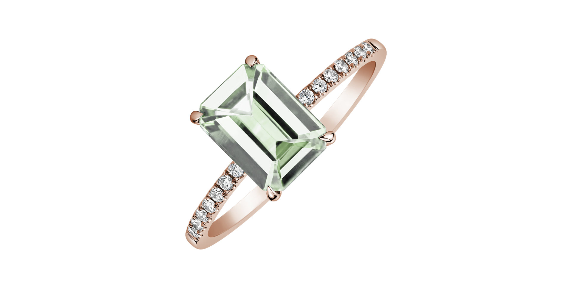 Diamond ring with Amethyst Green Perfect Promise