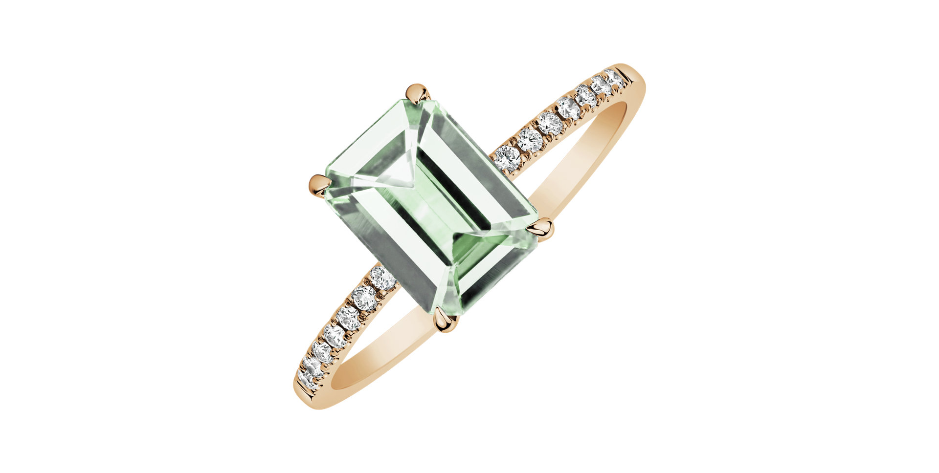 Diamond ring with Amethyst Green Perfect Promise