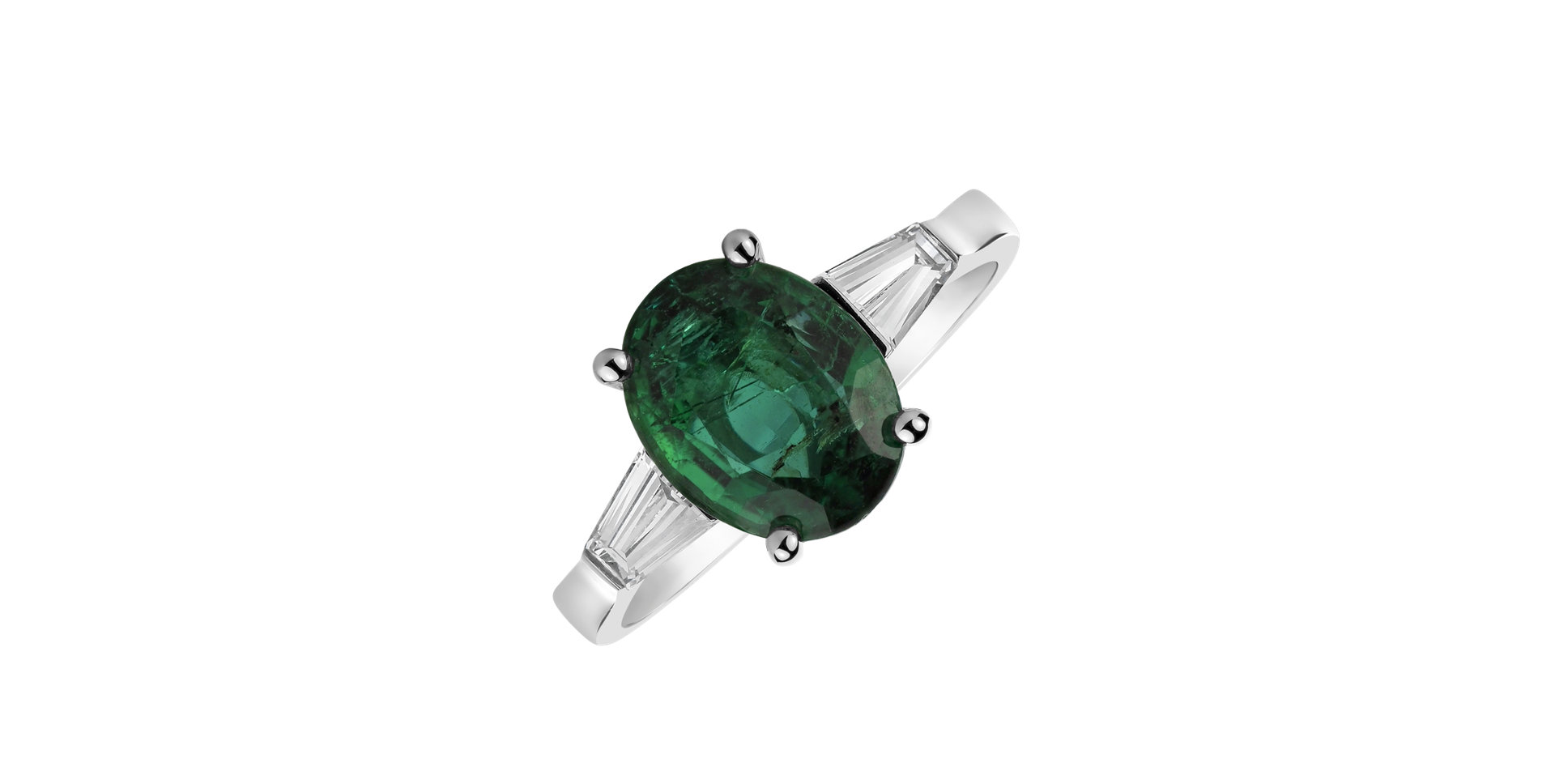 Diamond ring with Emerald Mystical Shade