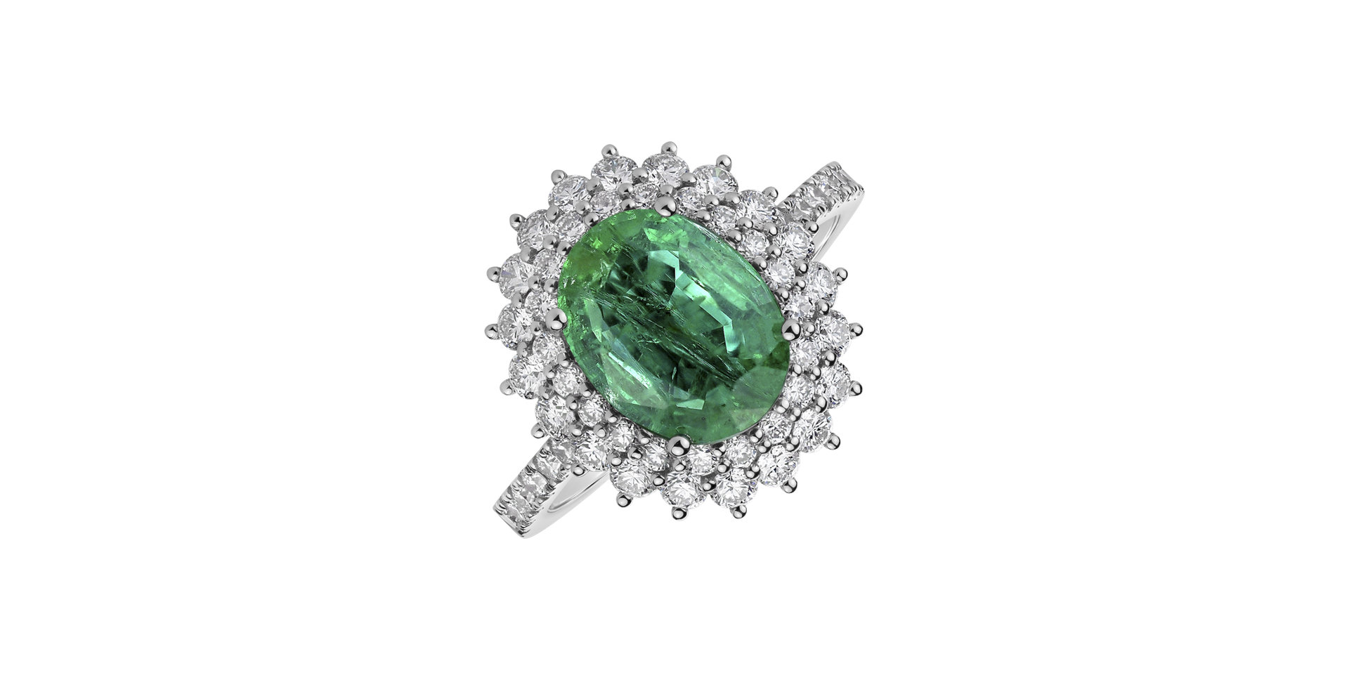 Diamond ring with Emerald Majesty