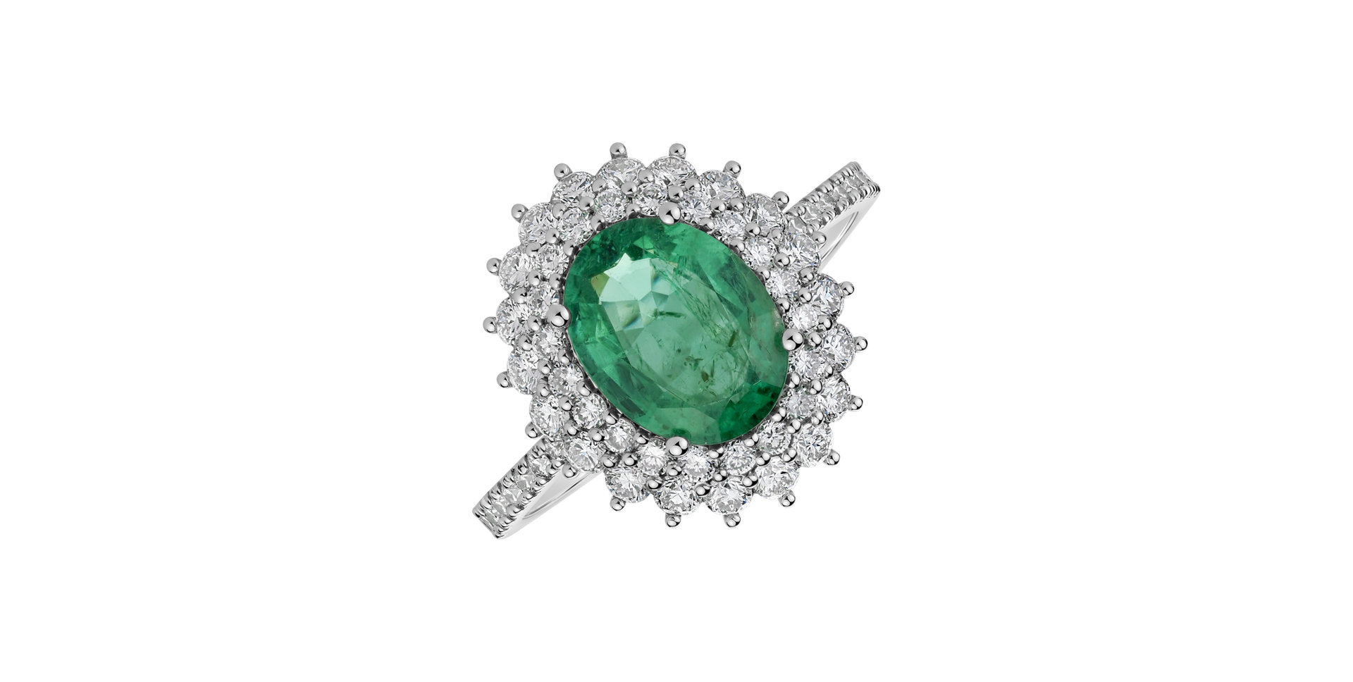 Diamond ring with Emerald Majesty