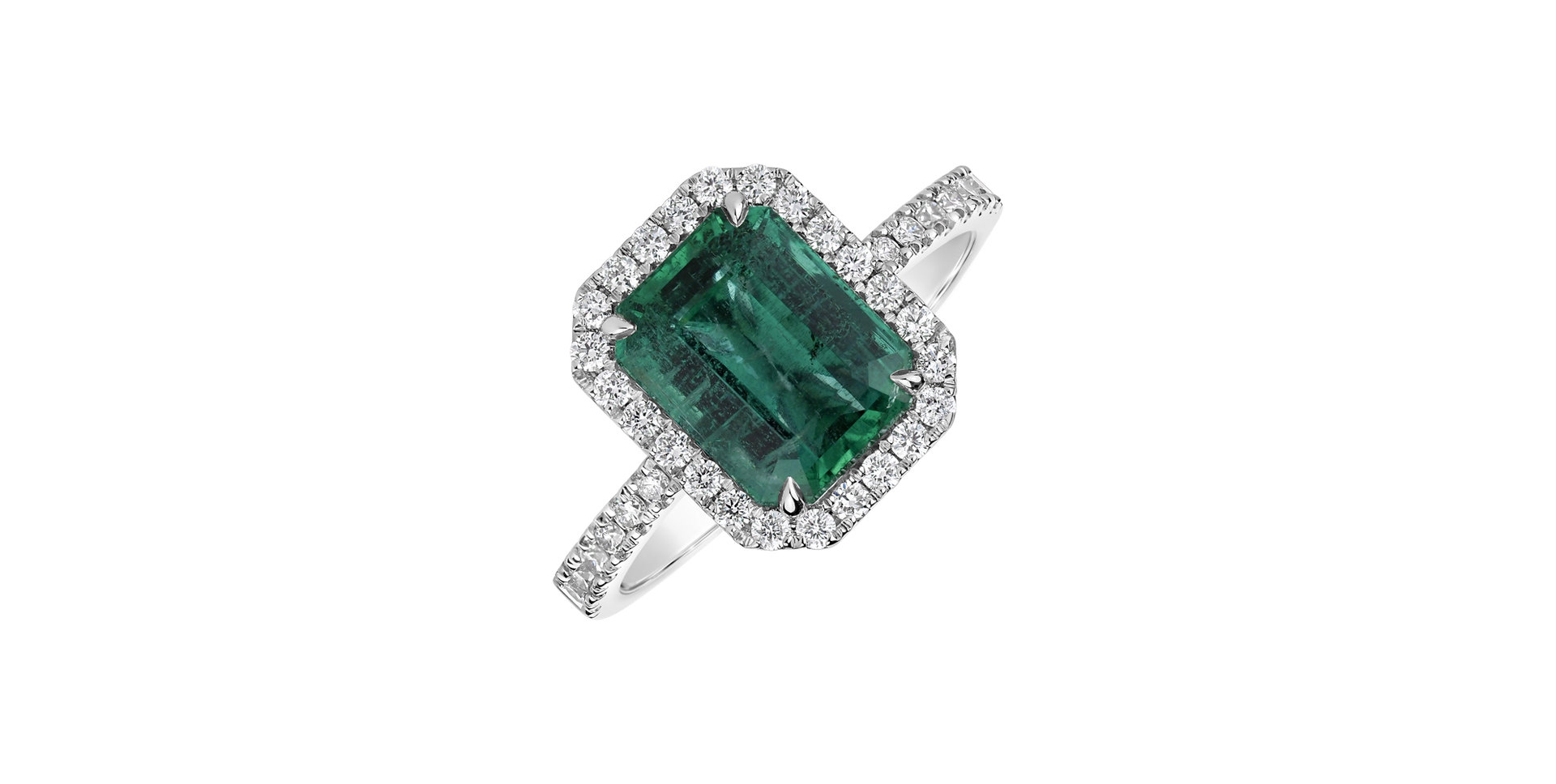Diamond ring with Emerald Aleen