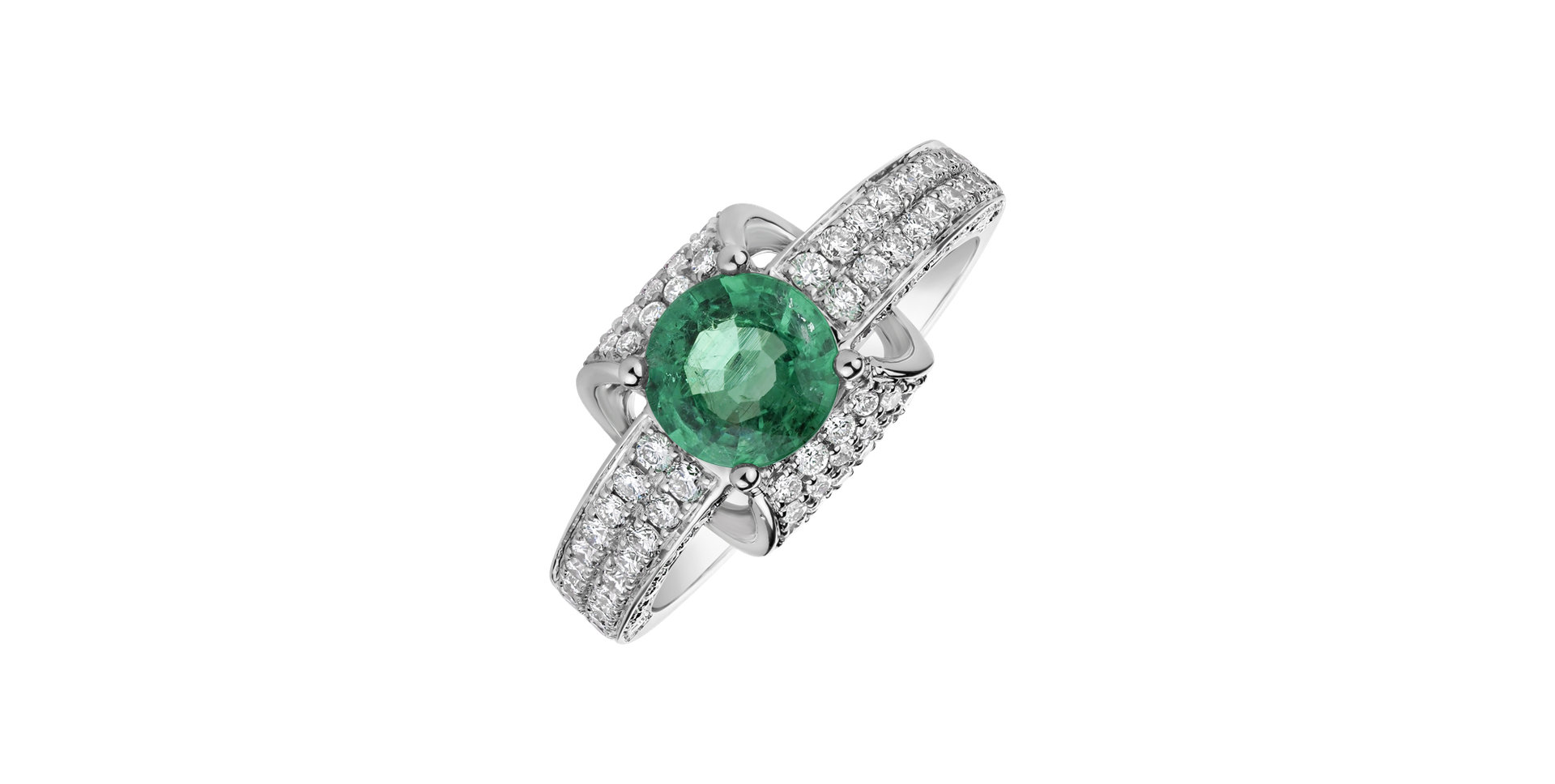 Diamond ring with Emerald Tiana