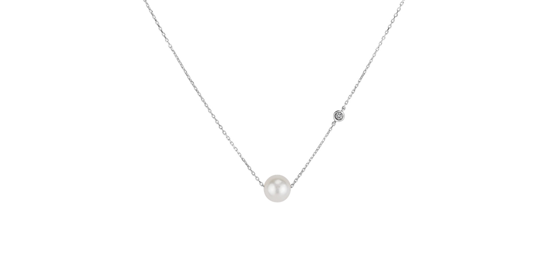 Diamond necklace with Fresh Water Pearl Lakeside Love