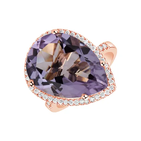 Diamond rings with Amethyst Sweet Almond