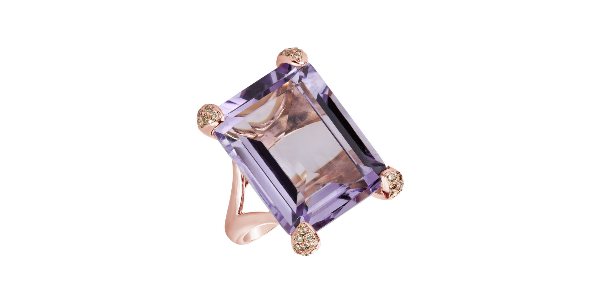 Ring with Amethyst and brown diamonds Kachelle