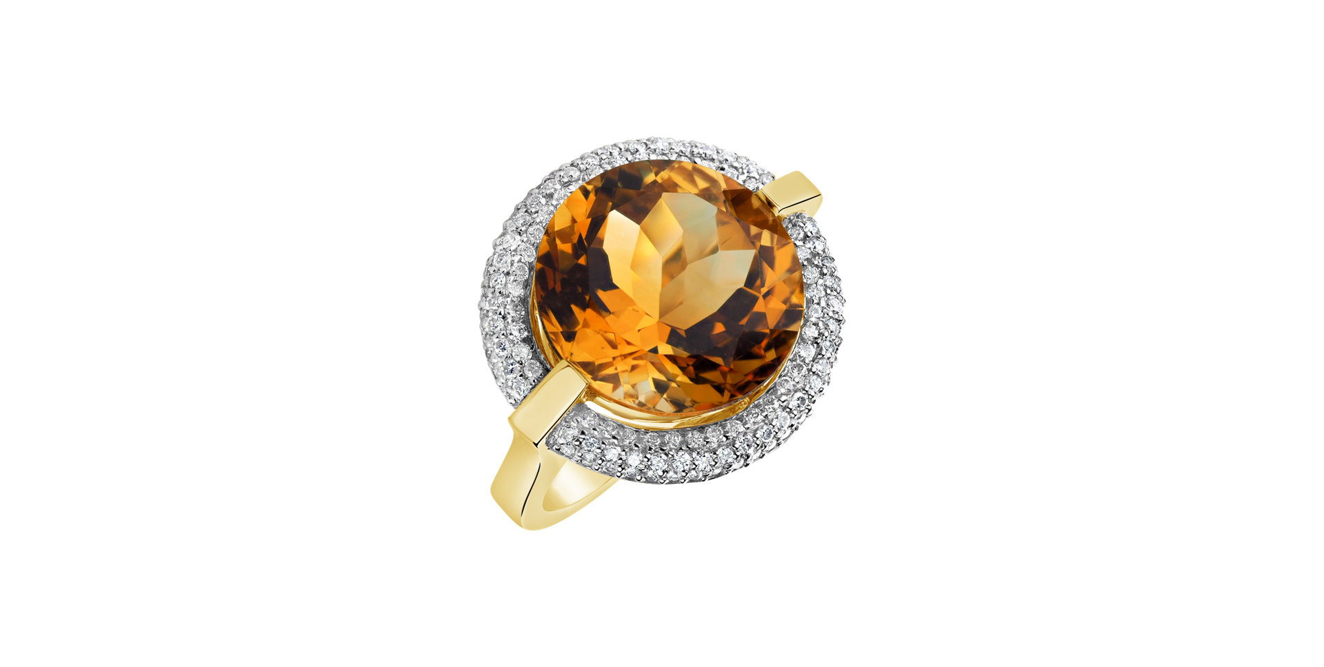 Ring with Citrine and diamonds Katarzyna