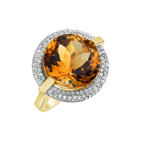 Ring with Citrine and diamonds Katarzyna