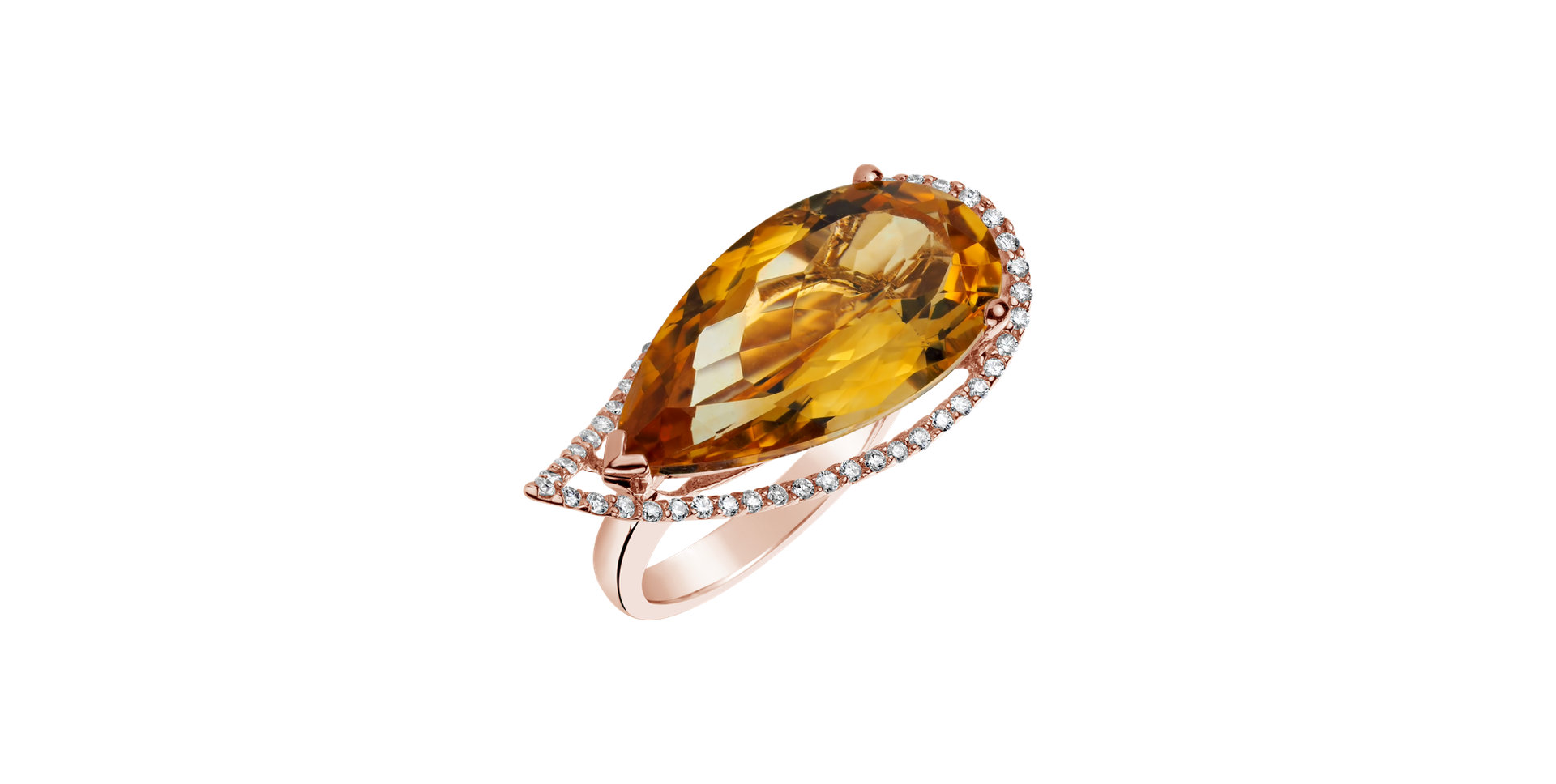 Ring with Citrine and diamonds Kaylynn