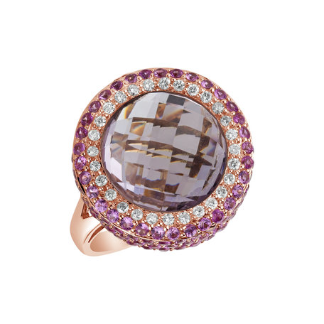 Diamond ring with Amethyst and Sapphire Fontanna