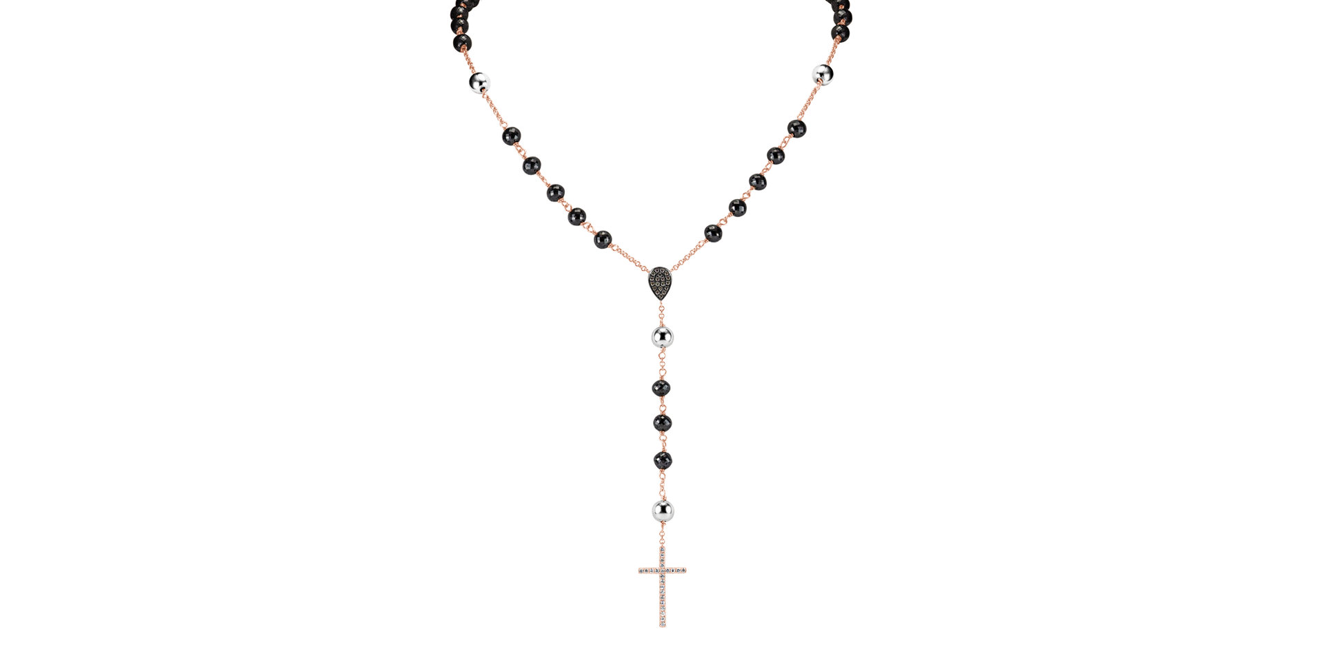 Necklace with black diamonds Elegant Cross