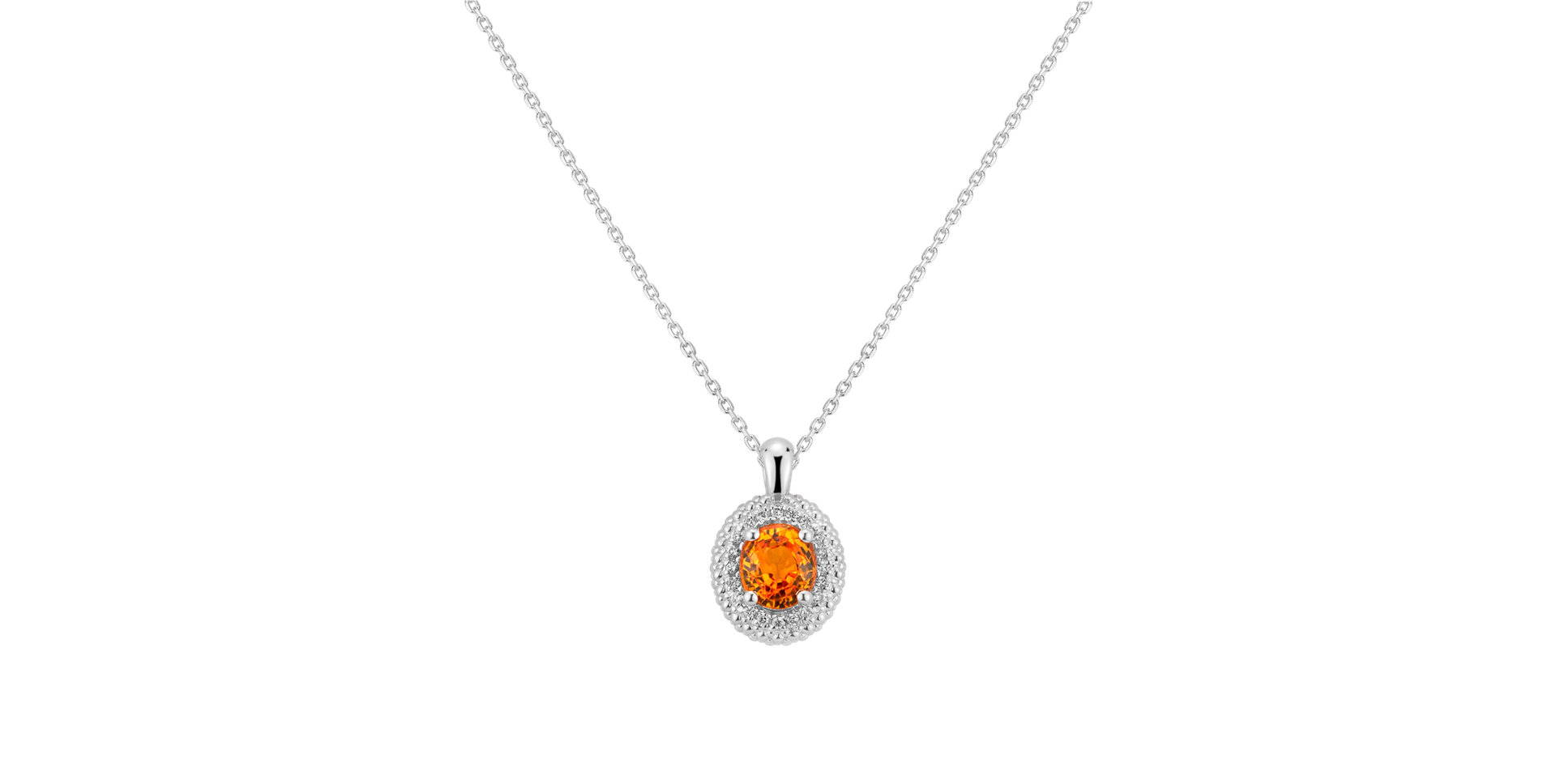 Diamond necklace with Sapphire Orange Princess
