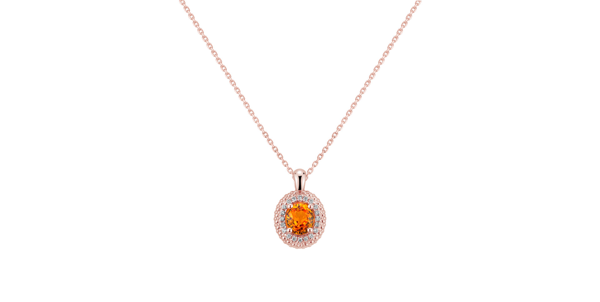Diamond necklace with Sapphire Orange Princess